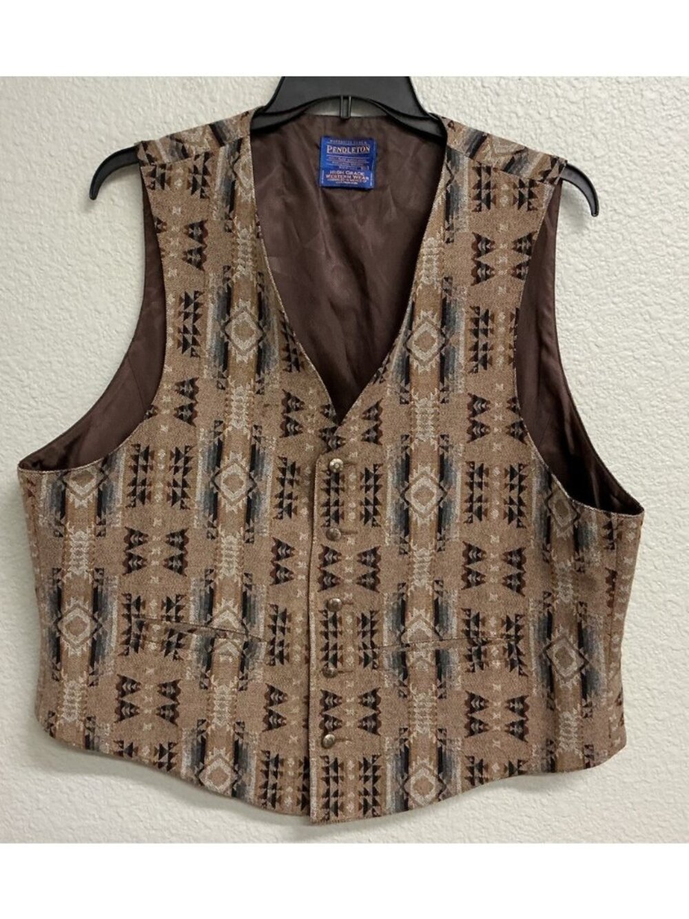 VTG Pendleton High Grade Western Wear Vest Southwestern Aztec Wool Sz XXL Lined